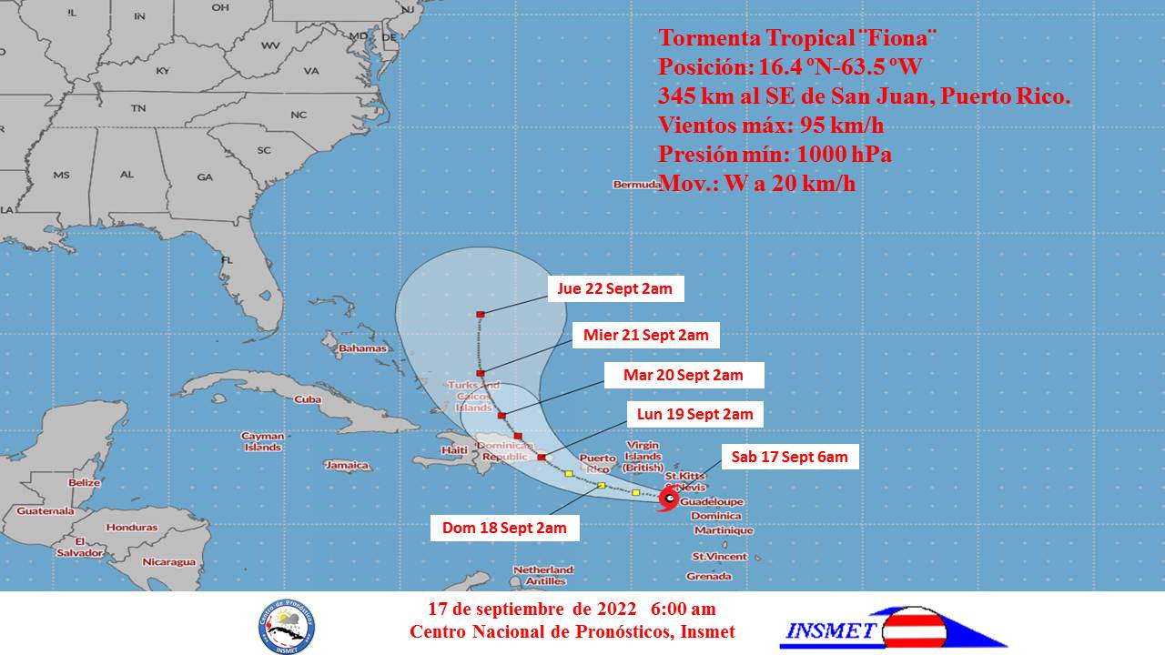 Tormenta Tropical Fiona se aproxima a las Antillas Menores