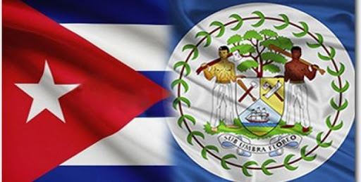 Bandera cubana y escudo de Belice