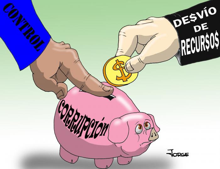 Caricatura de Jorge. Control, Corrupción y Desvío de Recursos