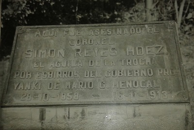 Lugar donde fue asesinado Simón Reyes