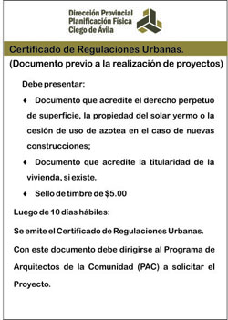 Documentos a presentar para solicitar el Certificado de Regulaciones urbanas