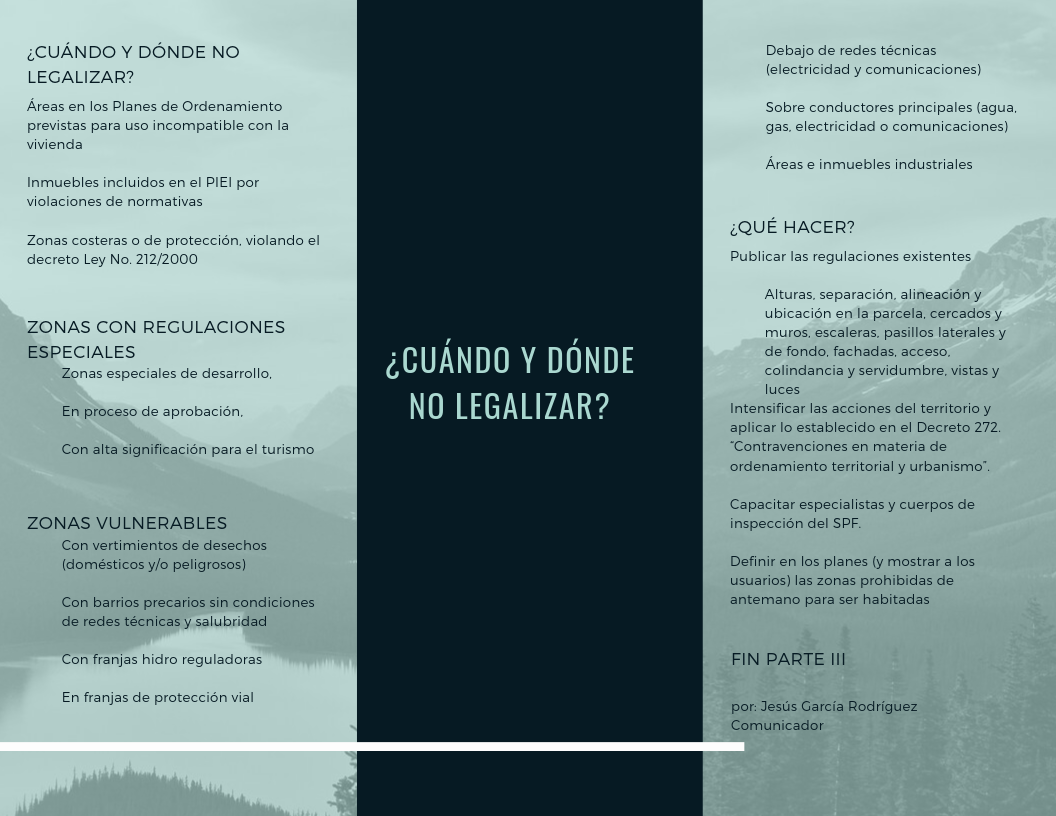 Folleto semanal en octubre: cuándo y dónde no legalizar